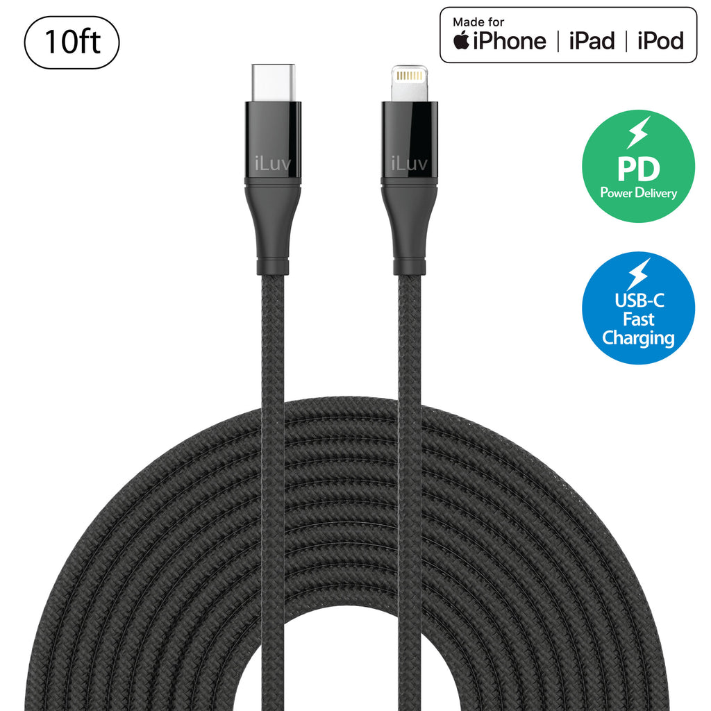 vinter indlysende munching Fast Charging USB-C to Lightning Cable 3ft/6ft/10ft – iLuv Creative  Technology
